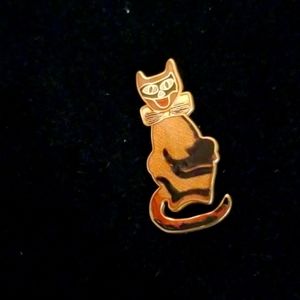 MMA Enamel Cat Brooch Marked A.M.B 1991